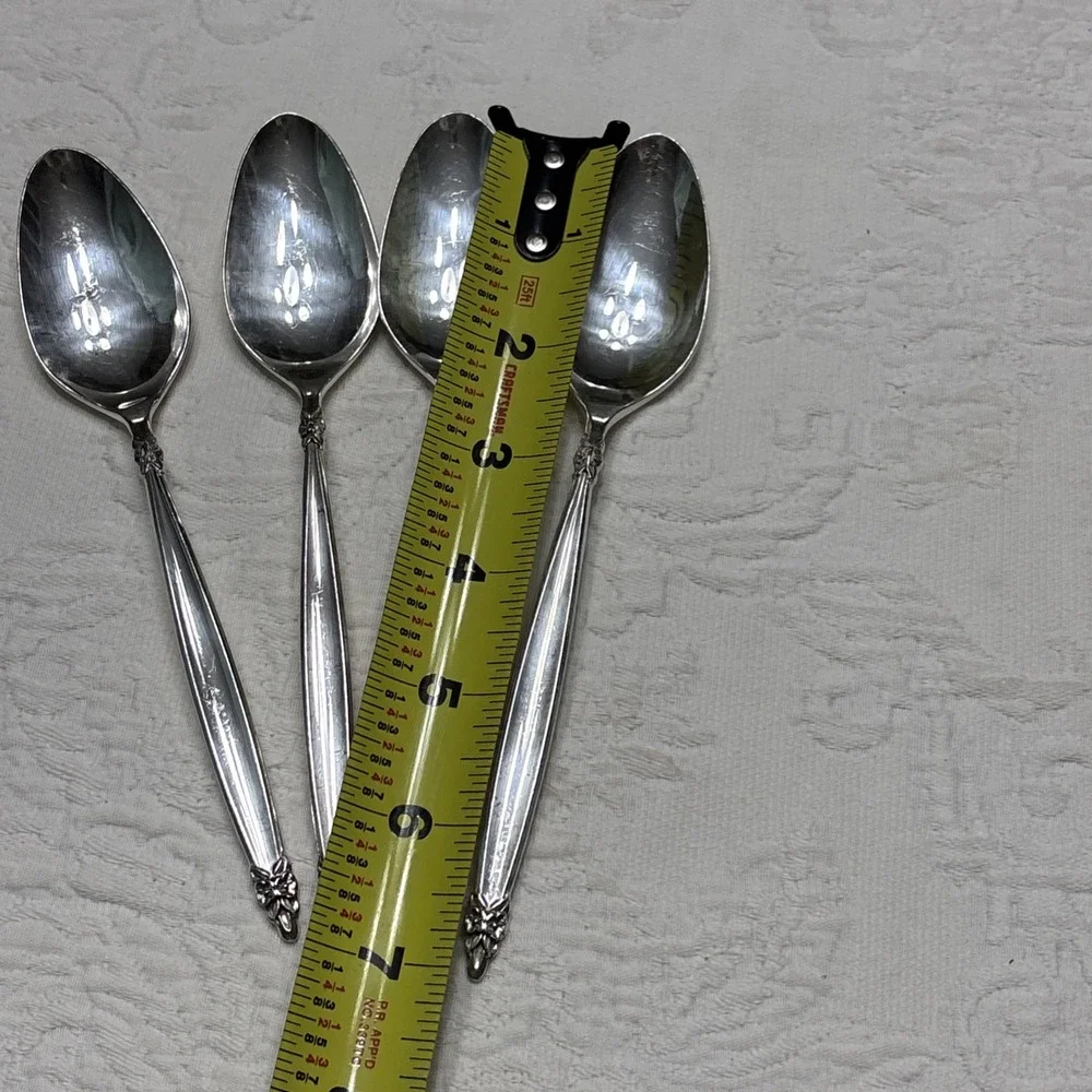 1965 GARLAND 1847 Rogers Bros IS Slotted 4 Soup / table Spoons Silver Plate